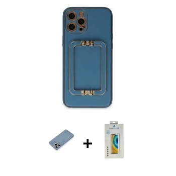 MARSİLYAN™- iPhone 12 Pro Max Kılıf Kozmos Minimal Prime - Siyah Polymer Nano Ekran Koruyucu + Shine Kamera Lens Koruma Cam - GI