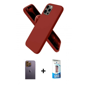 MARSİLYAN™- iPhone 12 Pro Max Kılıf Kozmos Yansıma Özel Seri - Siyah 5D Eko Cam Ekran Koruyucu + Neon Fosforlu Kamera Lens - SI