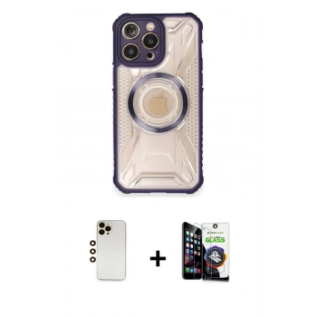 MARSİLYAN™- iPhone 12 Pro Max Kılıf Kutup Modern - Şeffaf Temperli Cam Ekran Koruyucu + Shine Kamera Lens - GD
