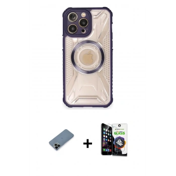 MARSİLYAN™- iPhone 12 Pro Max Kılıf Kutup Modern - Şeffaf Temperli Cam Ekran Koruyucu + Shine Kamera Lens Koruma Cam - SH