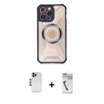 MARSİLYAN™- iPhone 12 Pro Max Kılıf Kutup Modern - Şeffaf Uv Polymer Nano Ekran Koruyucu + Shine Kamera Lens - GD