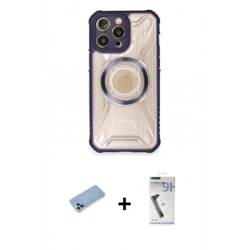 MARSİLYAN™- iPhone 12 Pro Max Kılıf Kutup Modern - Şeffaf Uv Polymer Nano Ekran Koruyucu + Shine Kamera Lens Koruma Cam - MI