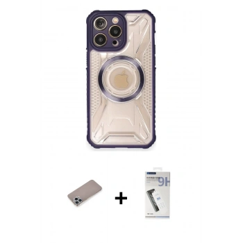 MARSİLYAN™- iPhone 12 Pro Max Kılıf Kutup Modern - Şeffaf Uv Polymer Nano Ekran Koruyucu + Shine Kamera Lens Koruma Cam - SABE