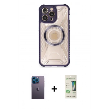 MARSİLYAN™- iPhone 12 Pro Max Kılıf Kutup Modern - Siyah 20D Premium Cam Ekran Koruyucu + Neon Fosforlu Kamera Lens - MI