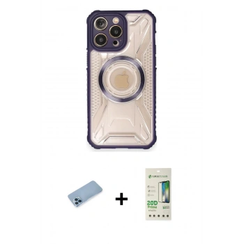 MARSİLYAN™- iPhone 12 Pro Max Kılıf Kutup Modern - Siyah 20D Premium Cam Ekran Koruyucu + Shine Kamera Lens Koruma Cam - MI