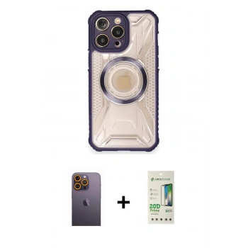 MARSİLYAN™- iPhone 12 Pro Max Kılıf Kutup Modern - Siyah 20D Premium Cam Ekran Koruyucu + Neon Fosforlu Kamera Lens - SI