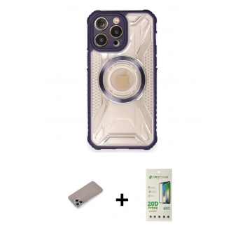 MARSİLYAN™- iPhone 12 Pro Max Kılıf Kutup Modern - Siyah 20D Premium Cam Ekran Koruyucu + Shine Kamera Lens Koruma Cam - SABE