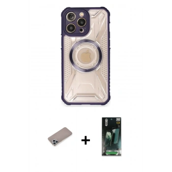 MARSİLYAN™- iPhone 12 Pro Max Kılıf Kutup Modern - Siyah 360 Mat Full Body Arka Koruyucu + Shine Kamera Lens Koruma Cam - SABE