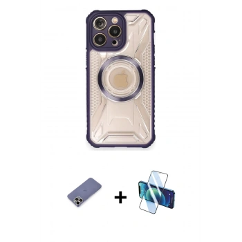 MARSİLYAN™- iPhone 12 Pro Max Kılıf Kutup Modern - Siyah 3D Antistatik Seramik Nano Ekran Koruyucu + Metal Kamera Lens Koruma Cam - GD