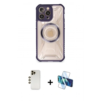 MARSİLYAN™- iPhone 12 Pro Max Kılıf Kutup Modern - Siyah 3D Antistatik Seramik Nano Ekran Koruyucu + Shine Kamera Lens - GD