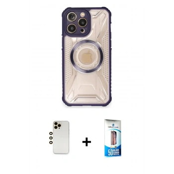 MARSİLYAN™- iPhone 12 Pro Max Kılıf Kutup Modern - Siyah 5D Eko Cam Ekran Koruyucu + Shine Kamera Lens - GD