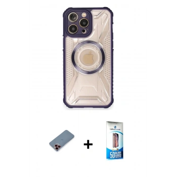MARSİLYAN™- iPhone 12 Pro Max Kılıf Kutup Modern - Siyah 5D Eko Cam Ekran Koruyucu + Metal Kamera Lens Koruma Cam - KI