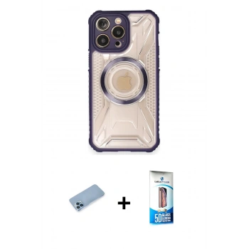 MARSİLYAN™- iPhone 12 Pro Max Kılıf Kutup Modern - Siyah 5D Eko Cam Ekran Koruyucu + Shine Kamera Lens Koruma Cam - MI