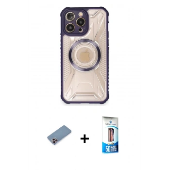 MARSİLYAN™- iPhone 12 Pro Max Kılıf Kutup Modern - Siyah 5D Eko Cam Ekran Koruyucu + Shine Kamera Lens Koruma Cam - PE