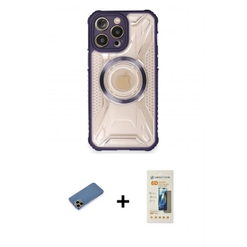MARSİLYAN™- iPhone 12 Pro Max Kılıf Kutup Modern - Siyah 6D Mat Seramik Hayalet Nano Ekran Koruyucu + Shine Kamera Lens Koruma Cam - GD