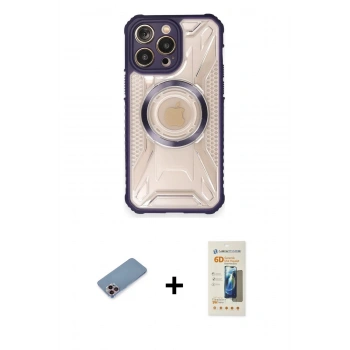 MARSİLYAN™- iPhone 12 Pro Max Kılıf Kutup Modern - Siyah 6D Mat Seramik Hayalet Nano Ekran Koruyucu + Shine Kamera Lens Koruma Cam - PE