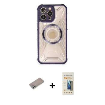 MARSİLYAN™- iPhone 12 Pro Max Kılıf Kutup Modern - Siyah 6D Mat Seramik Hayalet Nano Ekran Koruyucu + Shine Kamera Lens Koruma Cam - SABE