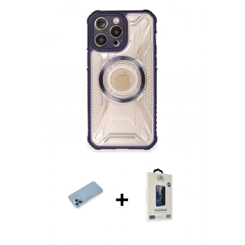 MARSİLYAN™- iPhone 12 Pro Max Kılıf Kutup Modern - Siyah Bilvis Hayalet Cam Ekran Koruyucu + Shine Kamera Lens Koruma Cam - MI