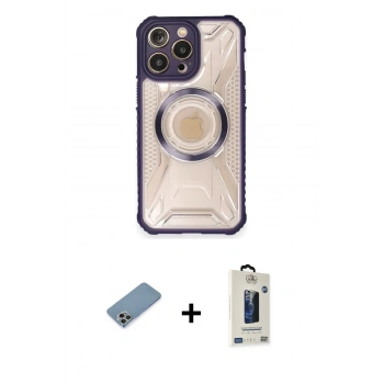 MARSİLYAN™- iPhone 12 Pro Max Kılıf Kutup Modern - Siyah Bilvis Hayalet Cam Ekran Koruyucu + Shine Kamera Lens Koruma Cam - GI