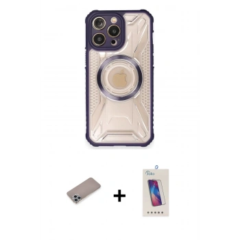 MARSİLYAN™- iPhone 12 Pro Max Kılıf Kutup Modern - Siyah Joko 5D Cam + Shine Kamera Lens Koruma Cam - SABE