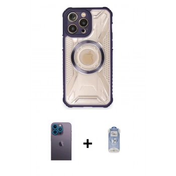 MARSİLYAN™- iPhone 12 Pro Max Kılıf Kutup Modern - Siyah Joko Magic 5D Cam + Neon Fosforlu Kamera Lens - MI