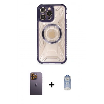 MARSİLYAN™- iPhone 12 Pro Max Kılıf Kutup Modern - Siyah Joko Magic 5D Cam + Neon Fosforlu Kamera Lens - SI