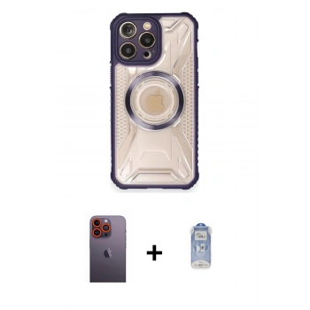 MARSİLYAN™- iPhone 12 Pro Max Kılıf Kutup Modern - Siyah Joko Magic 5D Cam + Neon Fosforlu Kamera Lens - TU