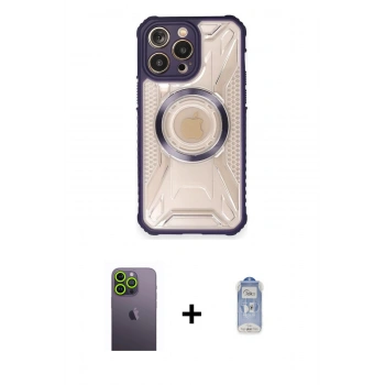 MARSİLYAN™- iPhone 12 Pro Max Kılıf Kutup Modern - Siyah Joko Magic 5D Cam + Neon Fosforlu Kamera Lens - YL