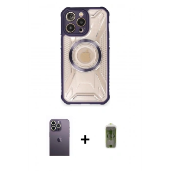 MARSİLYAN™- iPhone 12 Pro Max Kılıf Kutup Modern - Siyah Joko Magic 5D Hayalet Cam + Neon Fosforlu Kamera Lens - BZ