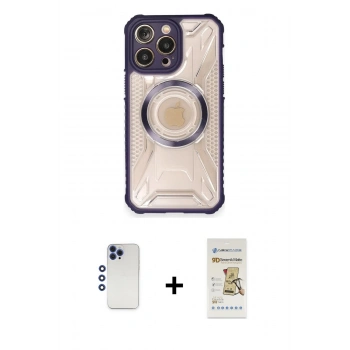 MARSİLYAN™- iPhone 12 Pro Max Kılıf Kutup Modern - Siyah Mat Seramik Nano Ekran Koruyucu + Shine Kamera Lens - LT