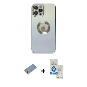 MARSİLYAN™- iPhone 12 Pro Max Kılıf Kutup Yansıma Özel Seri - Şeffaf Royal Nano Ekran Koruyucu + Shine Kamera Lens Koruma Cam - GS