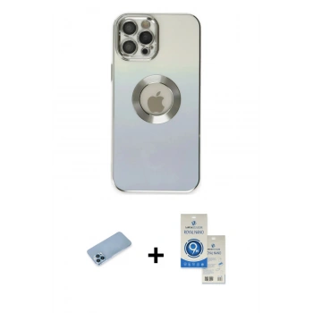 MARSİLYAN™- iPhone 12 Pro Max Kılıf Kutup Yansıma Özel Seri - Şeffaf Royal Nano Ekran Koruyucu + Shine Kamera Lens Koruma Cam - MI