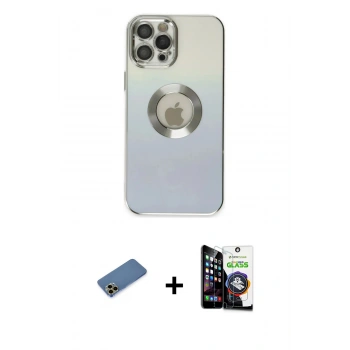 MARSİLYAN™- iPhone 12 Pro Max Kılıf Kutup Yansıma Özel Seri - Şeffaf Temperli Cam Ekran Koruyucu + Shine Kamera Lens Koruma Cam - GD