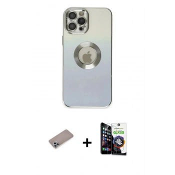 MARSİLYAN™- iPhone 12 Pro Max Kılıf Kutup Yansıma Özel Seri - Şeffaf Temperli Cam Ekran Koruyucu + Shine Kamera Lens Koruma Cam - SABE