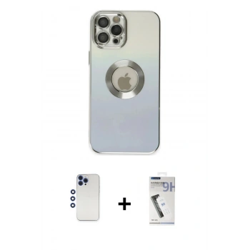 MARSİLYAN™- iPhone 12 Pro Max Kılıf Kutup Yansıma Özel Seri - Şeffaf Uv Polymer Nano Ekran Koruyucu + Shine Kamera Lens - LT