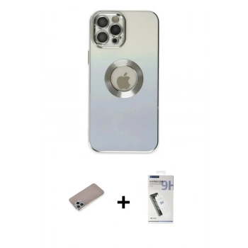 MARSİLYAN™- iPhone 12 Pro Max Kılıf Kutup Yansıma Özel Seri - Şeffaf Uv Polymer Nano Ekran Koruyucu + Shine Kamera Lens Koruma Cam - SABE