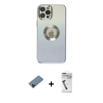 MARSİLYAN™- iPhone 12 Pro Max Kılıf Kutup Yansıma Özel Seri - Şeffaf Uv Polymer Nano Ekran Koruyucu + Shine Kamera Lens Koruma Cam - SH