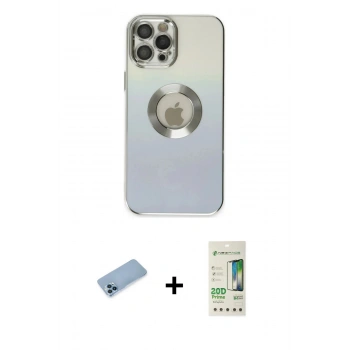 MARSİLYAN™- iPhone 12 Pro Max Kılıf Kutup Yansıma Özel Seri - Siyah 20D Premium Cam Ekran Koruyucu + Shine Kamera Lens Koruma Cam - MI