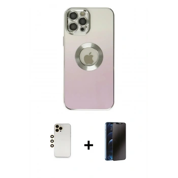 MARSİLYAN™- iPhone 12 Pro Max Kılıf Kutup Yansıma Özel Seri - Siyah 3D Antistatik Hayalet Cam Ekran Koruyucu + Shine Kamera Lens - GD