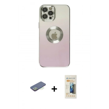 MARSİLYAN™- iPhone 12 Pro Max Kılıf Kutup Yansıma Özel Seri - Siyah 6D Mat Seramik Hayalet Nano Ekran Koruyucu + Renkli Kamera Lens Koruma Cam - YL