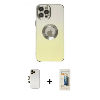 MARSİLYAN™- iPhone 12 Pro Max Kılıf Kutup Yansıma Özel Seri - Siyah 6D Mat Seramik Hayalet Nano Ekran Koruyucu + Shine Kamera Lens - GD