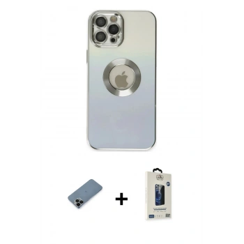 MARSİLYAN™- iPhone 12 Pro Max Kılıf Kutup Yansıma Özel Seri - Siyah Bilvis Hayalet Cam Ekran Koruyucu + Shine Kamera Lens Koruma Cam - SH