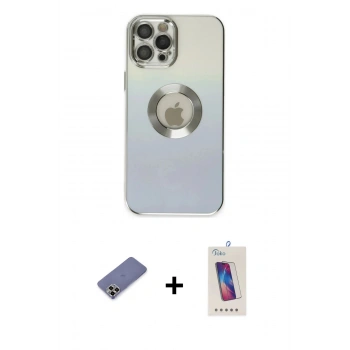 MARSİLYAN™- iPhone 12 Pro Max Kılıf Kutup Yansıma Özel Seri - Siyah Joko 5D Cam + Metal Kamera Lens Koruma Cam - GD