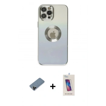 MARSİLYAN™- iPhone 12 Pro Max Kılıf Kutup Yansıma Özel Seri - Siyah Joko 5D Cam + Shine Kamera Lens Koruma Cam - SH