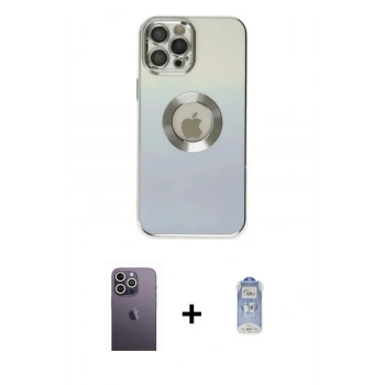 MARSİLYAN™- iPhone 12 Pro Max Kılıf Kutup Yansıma Özel Seri - Siyah Joko Magic 5D Cam + Neon Fosforlu Kamera Lens - BZ