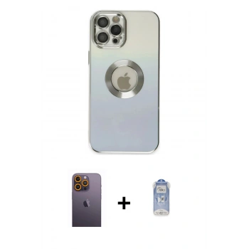 MARSİLYAN™- iPhone 12 Pro Max Kılıf Kutup Yansıma Özel Seri - Siyah Joko Magic 5D Cam + Neon Fosforlu Kamera Lens - SI