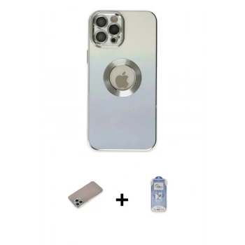MARSİLYAN™- iPhone 12 Pro Max Kılıf Kutup Yansıma Özel Seri - Siyah Joko Magic 5D Cam + Shine Kamera Lens Koruma Cam - SABE