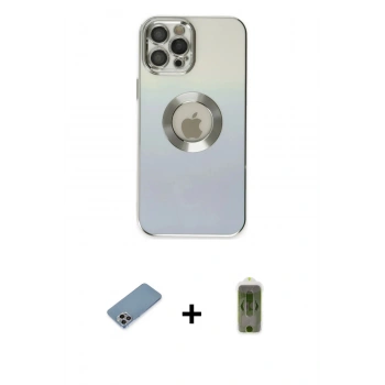 MARSİLYAN™- iPhone 12 Pro Max Kılıf Kutup Yansıma Özel Seri - Siyah Joko Magic 5D Hayalet Cam + Shine Kamera Lens Koruma Cam - GI