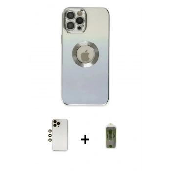 MARSİLYAN™- iPhone 12 Pro Max Kılıf Kutup Yansıma Özel Seri - Siyah Joko Magic 5D Hayalet Cam + Shine Kamera Lens - GD