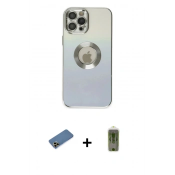 MARSİLYAN™- iPhone 12 Pro Max Kılıf Kutup Yansıma Özel Seri - Siyah Joko Magic 5D Hayalet Cam + Shine Kamera Lens Koruma Cam - GD